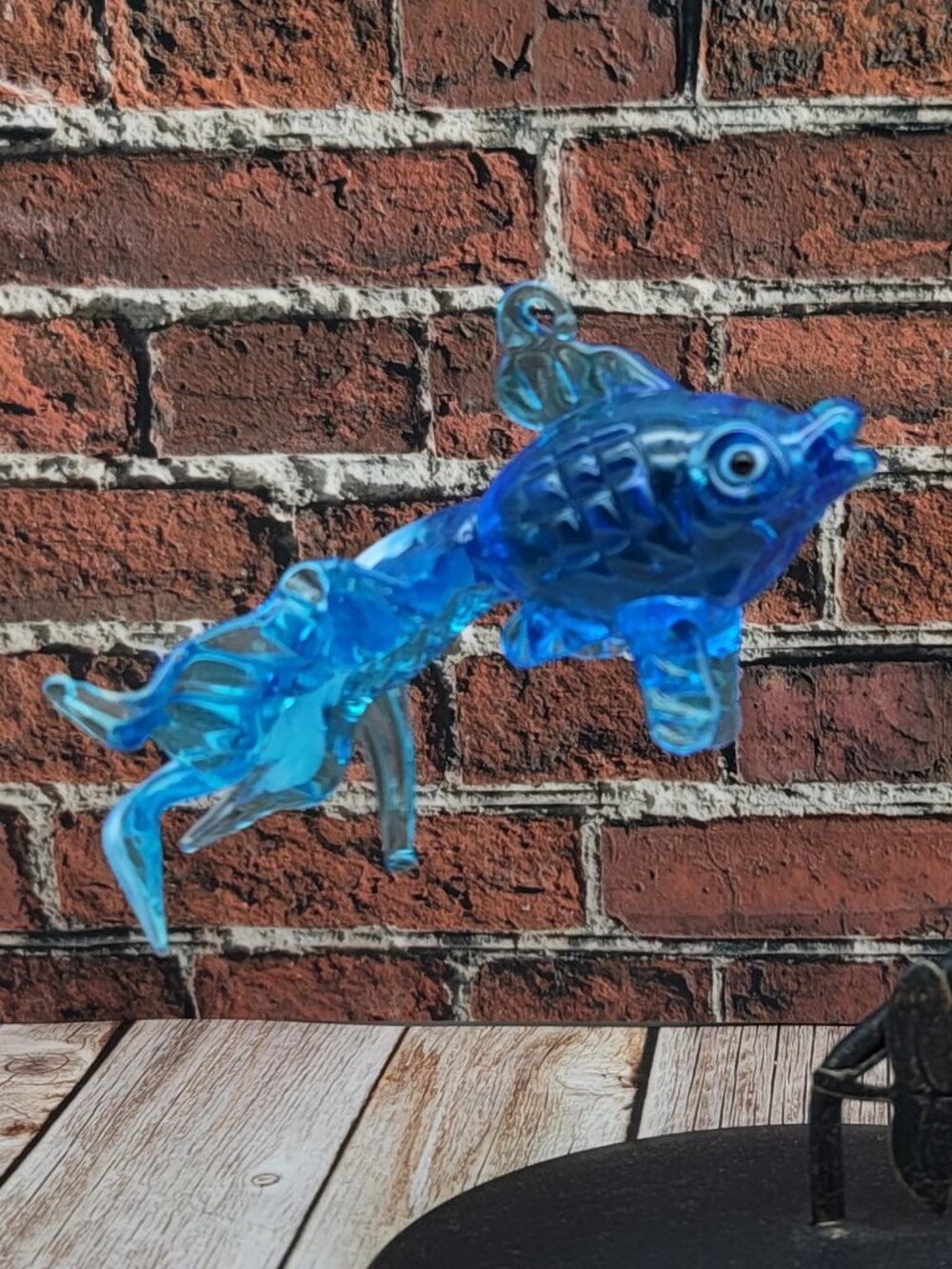Blue & White Art Glass Angel Fish Figurine Ornament